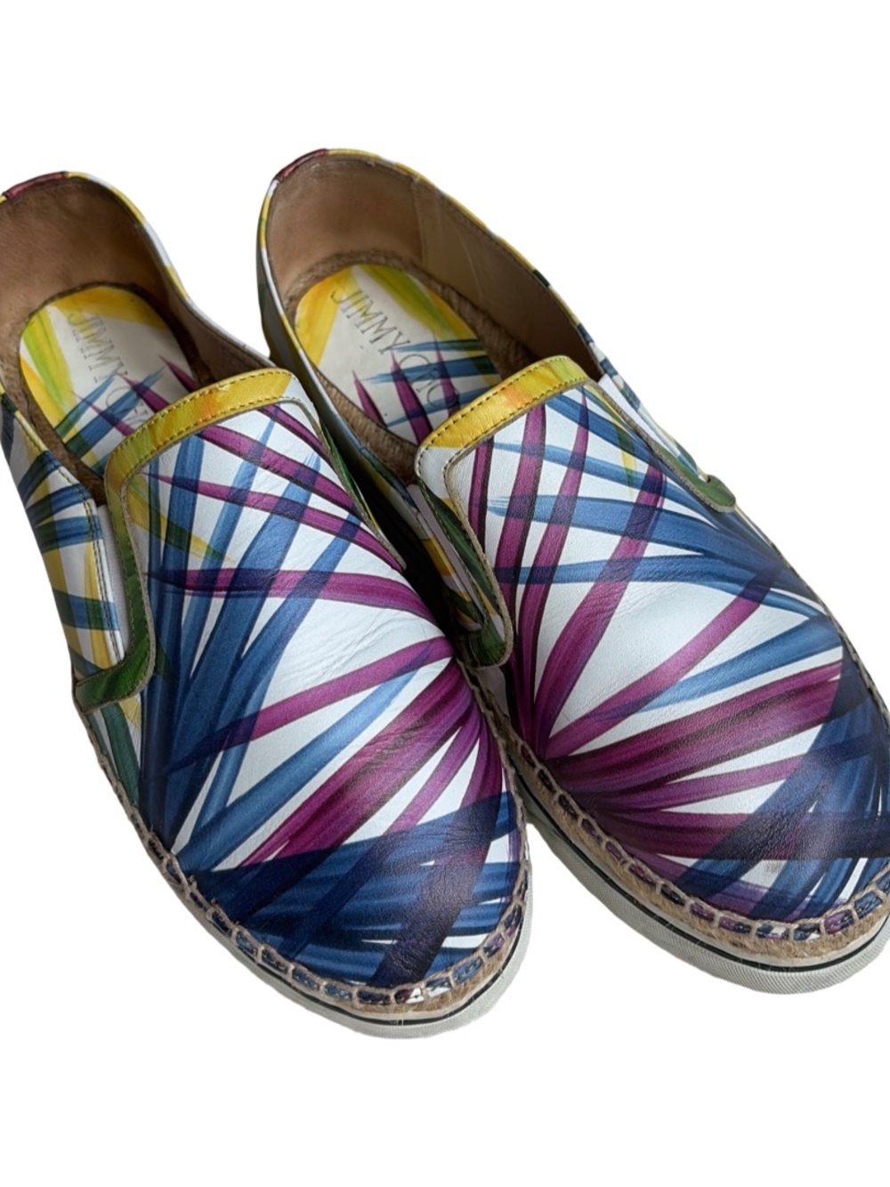 Jimmy Choo Multicolor Graphic Leather Slip-On Loafers